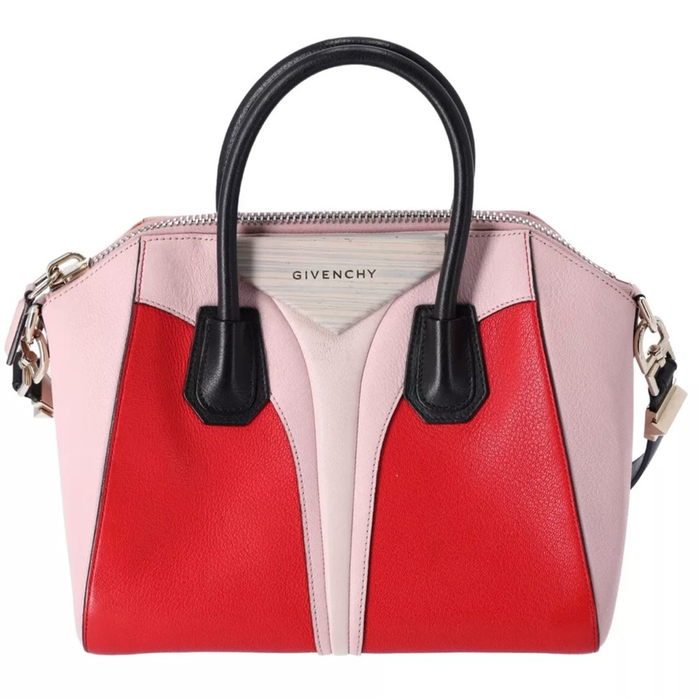 GIVENCHY Antigona Small Satchel Sugar Goatskin Tri-Color Red Pink Black - Picture 1 of 12